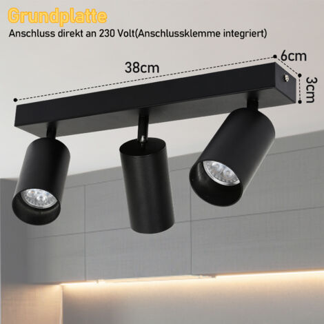 VINGO Spots de plafond à LED Plafonnier argenté moderne 3 flammes