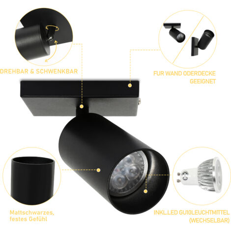 VINGO Spots de plafond à LED Plafonnier argenté moderne 3 flammes