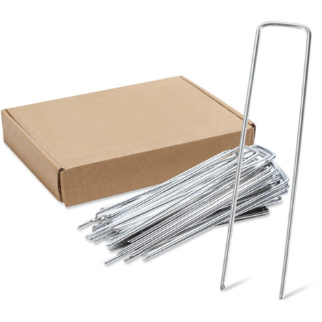 Piquets Ancrage Sol RANDACO - Lot De 250 - Acier Galvanisé - 150 X 25 Mm - Pour Toile Anti-Mauvaises Herbes, Jardin