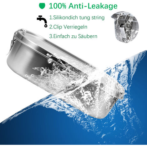 800-1400ml Boîte à lunch sans plastique Boîte à lunch sans BPA Boîte à lunch  en acier inoxydable - 1400ml