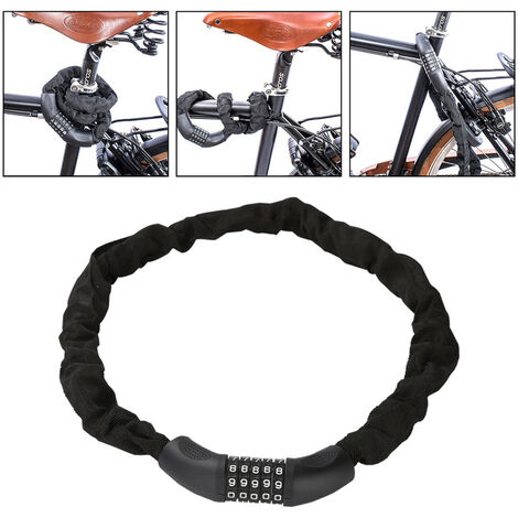 Antivol vélo, Cadenas code, Chaine anti-vol moto 5 chiffres, acier