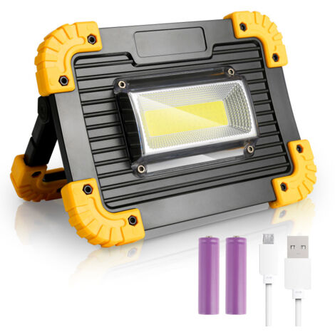 Lampe De Travail Portable LED/COB Rechargeable USB - 2400 Lumens, étanche IP65, Jaune