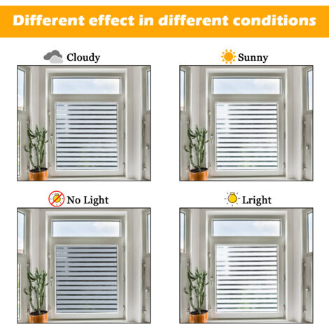 VINGO Film de fenêtre Film de confidentialité opaque auto-adhésif pour fenêtre Film de fenêtre 3D Film de verre UV Rayures 90x300cm