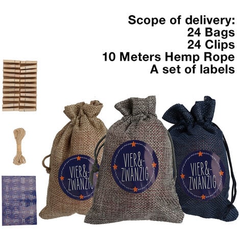 Calendrier de l'Avent pour Le Remplissage Sac en Jute Sac Cadeau de Noël  Kit d'artisanat de Calendrier de Noël, Décoration de noël