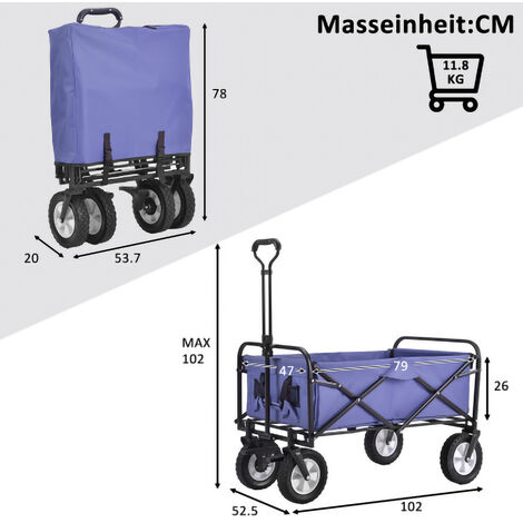 Deactive Vingo Chariot De Jardin Pliable Avec Roues Transport Charge Kg Chariot Pliant De