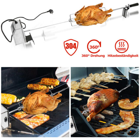 Tournebroche électrique Avec Broche Inox - Grille 50x22cm - Moteur Fiable - Garantie 2 Ans