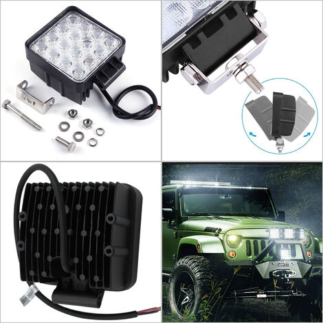 10x 48W Phare de Travail Carre a Leds DC 12V-24V Quad Camion Tracteur  Offroad Impermeable IP69