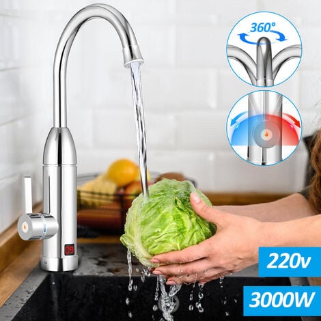 Robinet d'eau chaude électrique instantanée 220 V - Robinet avec tube  chauffant en acier inoxydable - Fournir de l'eau froide et chaude pour la  cuisine, la salle de bain (argent 2) 