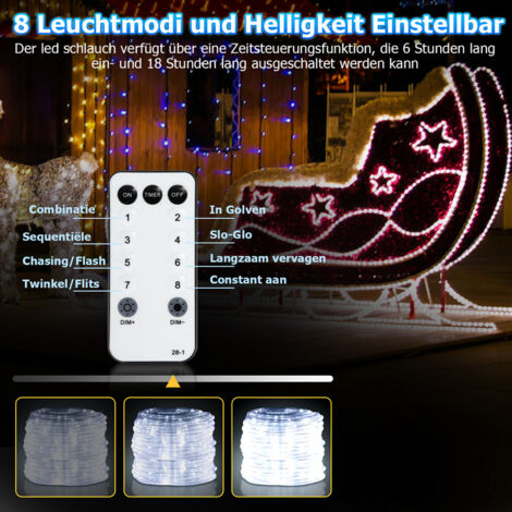 LED Tube Lumière lumineux, LED Tubes lumineux Extérieur et Intérieure pour Jardin, Noël, Mariage, Fête,Salle de Séjour, LED Tuyau Bande IP65,Blanc Froid,30M
