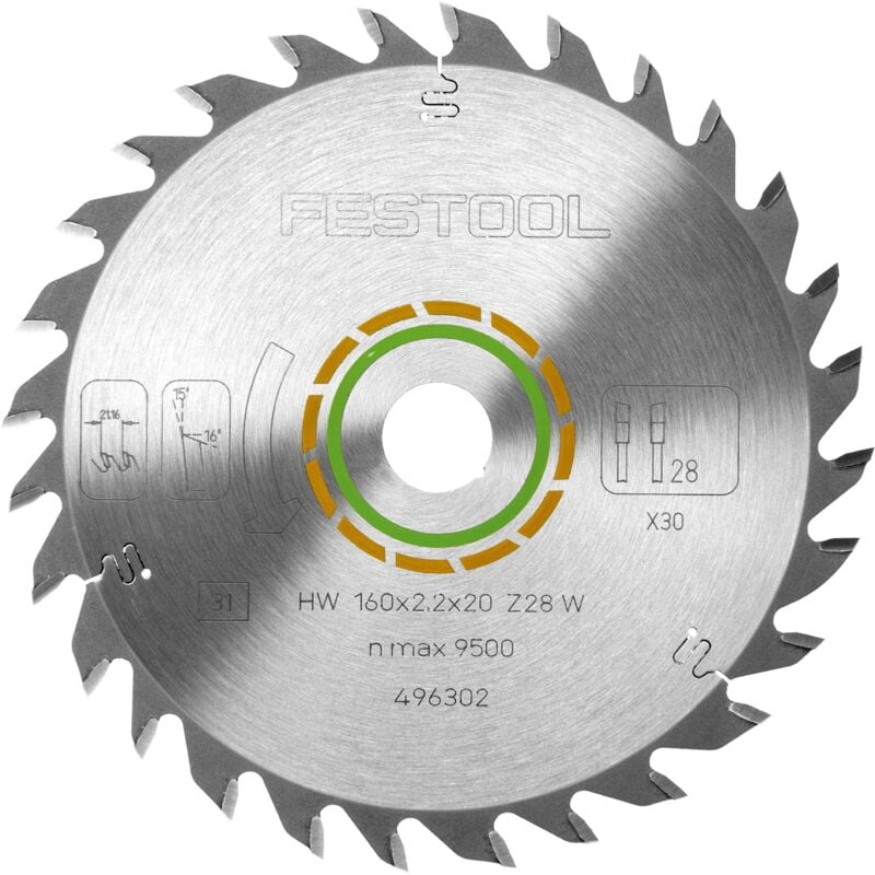 FESTOOL HW 160x2.2x20 W 28T (496302) Wood Universal 160mm x 20mm x 28T