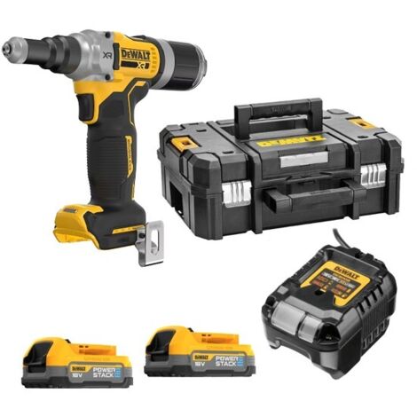 DeWALT DCF414E2T-GB 18v XR 1/4"(6.3mm) Riveter 2 x Powerstack Batts