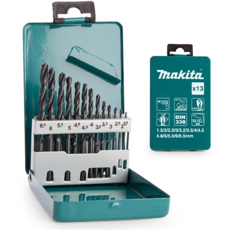 Makita D-54075 13 Piece Drill Bit HSS-R Metal Drill Bit Set in Storage Tin 6.5 (1/4)