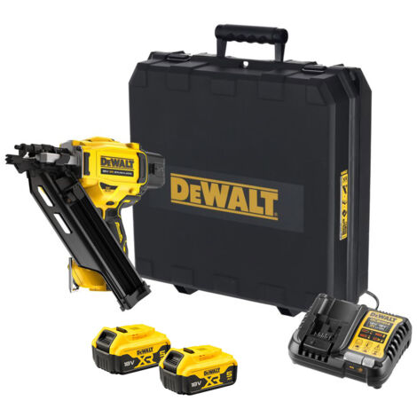 Dewalt DCN930P2 18V XR Brushless 33 DEG First Fix 90mm Framing Nailer - 2x 5Ah Batteries, Charger & Carrying Case