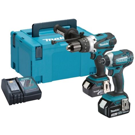 Makita – Combi drill and impact driver set 18V – 2 x 3.0Ah batteries – 88Nm torque for heavy-duty applications – Dust and drip-proof design (1/2)
