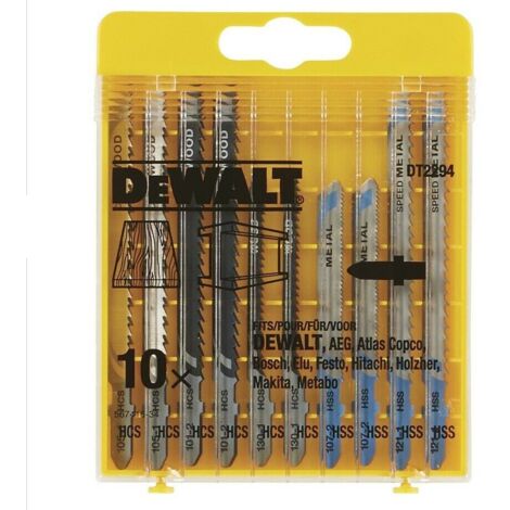 Dewalt DT2294 10 Piece Wood Metal Cutting Jigsaw Blades Set HCS + Case DT2294-QZ