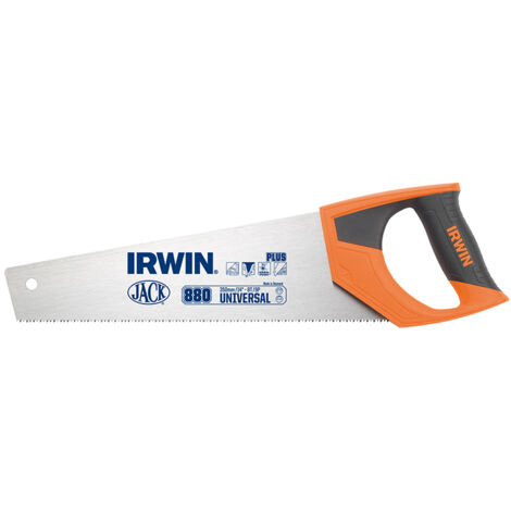 Irwin – Universal toolbox saw 350mm (14in) 8tpi – Triple ground teeth for 25% faster cutting – High quality C75 steel blade – Integrated angle markings (1/2)