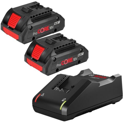 Bosch – 18V ProCORE18V battery and charger starter kit – 2 x 4.0Ah batteries – COOLPACK 2.0 technology for longer lifetime – Fast charging 48 min (1/4)