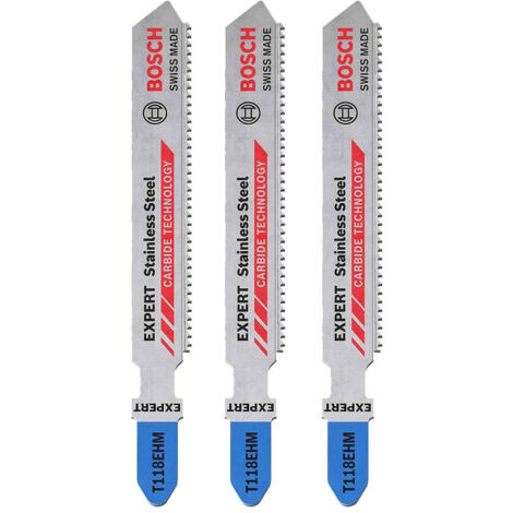 Bosch 2608900562 EXPERT Stainless Steel T118 EHM Jigsaw Blade 83mm Pack of 3 BPAT118EHM