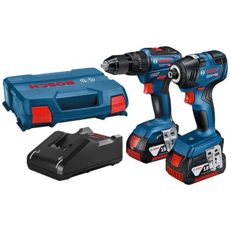 Bosch Twin Pack 18V 2 x 4.0Ah Li-ion Combi Drill Impact Driver BSH6019J2171