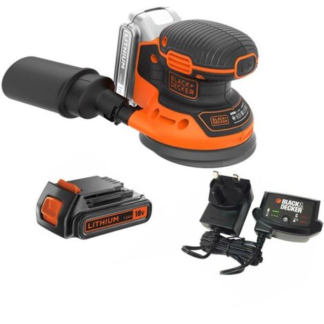 Black & Decker 18V Cordless Orbital Sander 125mm x1 1.5ah Batteries BDCROS18-GB