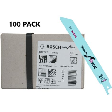 BOSCH S922EF (100 pack) (pkt of 100) Flexible for metal 150mm 18TPI