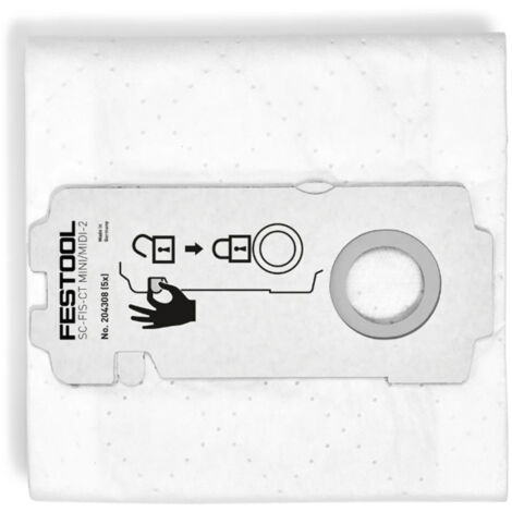 Festool 204308 SC-FIS-CTMINI/MIDI-2/5 SC-FIS-CT MINI/MIDI-2/5 SELFCLEAN Filter Bag 5 pack