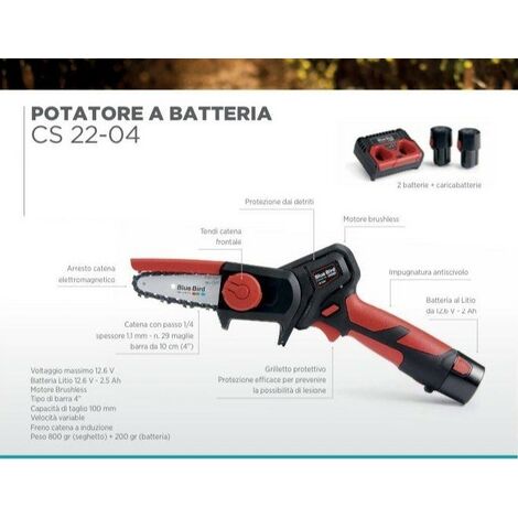 SEGA ELETTRICA SEGHETTO A BATTERIA PER POTATURA POTA RAMI MOTOSEGA ELETTRICO