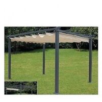 PERGOLA MT. 3X3 GAZEBO ACCIAIO CON TELO RETRATTILE SCORREVOLE GIARDINO