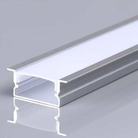 Profilé aluminium argenté V-TAC pour bande LED encastrée (l max. 12,4 mm) satiné 2 000 x 20 x 10 mm