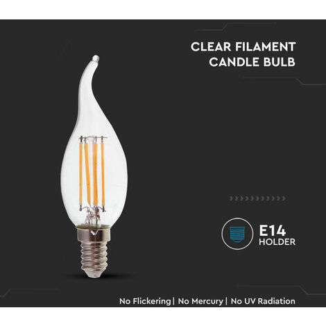 V-TAC Ampoule LED E14 4W Filament Flame Candle 6500K