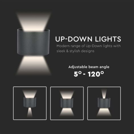 V-TAC VT-756 5W Applique LED demi-cercle double LED 140Lm/W lumière Blanc Chaud 3000K - noir satiné IP65 - 217081 (1/5)