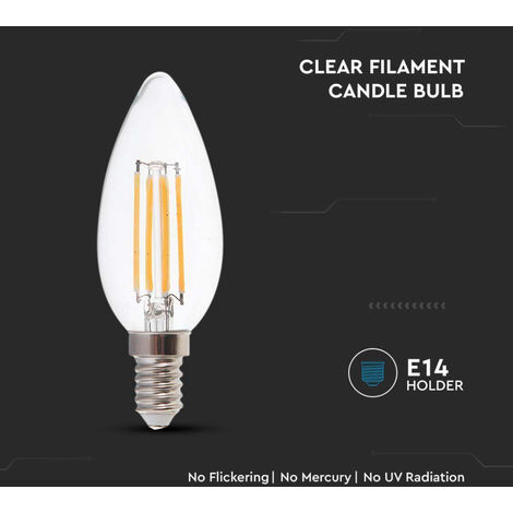 V-TAC Ampoule LED E14 6W 130LM/W Filament de bougie 6400K
