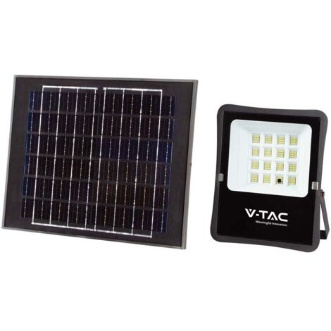 V-TAC VT-55100 Projecteur LED 1200lm alimenté par panneau solaire batterie photovoltaïque 12W avec télécommande lumière blanche froide 6400k sku 6966