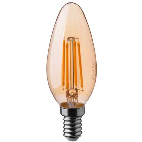 Ampoule LED V-TAC E14 4 W à filament bougie, ambre, blanc chaud