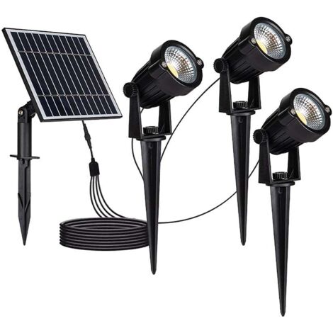 V-Tac – Projecteur solaire 3 spots led 3000K 3x1,2W angle 60° étanche IP65 noir – Aluminium haute résistance – 20489 - vt-11032