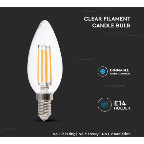 Ampoule LED E14 5.5W 110LM/W Filament de bougie 3000K Dimmable