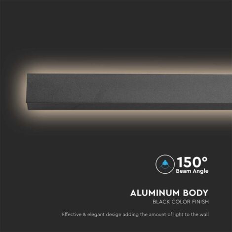 V-TAC LED Applique Moderne - IP65 Waterproof - Anthracite Body - 16W- 2035 Lumens - 3000K