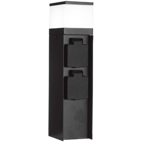 V-Tac – Lampadaire de jardin LED 30 cm – Douille G9 – 2 prises Schuko 16 A – Acier noir IP44 – Indice de protection IP44
