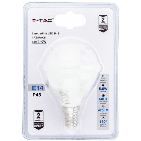 Lot de 2 Ampoules LED E14 P45 5,5W Eq 40W