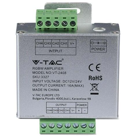 Amplificateur de signal V-TAC RGB+W pour bandes LED 12 V/24 V, 16 A avec 4 canaux 4 A (1/5)
