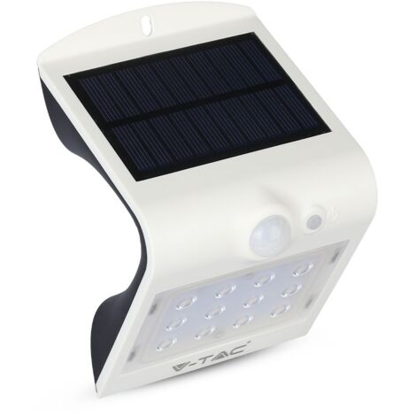 V-TAC VT-767-2 1.5W LED solaire wall light externe IP65 + capteur PIR couleur blanc - SKU 8276
