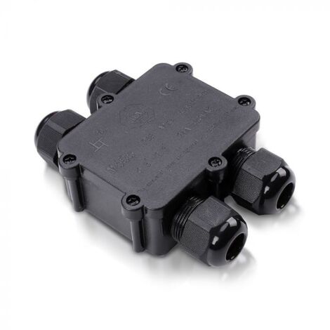 V-Tac – Boîte de dérivation noire IP68 avec 4 bornes 8-12 mm – Pour chantiers humides – Résistante aux intempéries