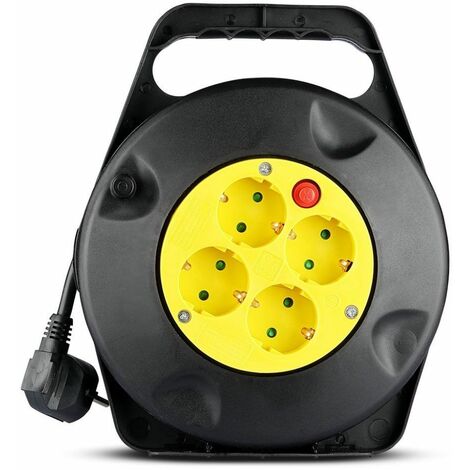 Rallonge V-TAC avec 4 prises 10 A 2P + Schuko avec protection thermique, couleur noire et fiche Schuko, 10 m (1/5)