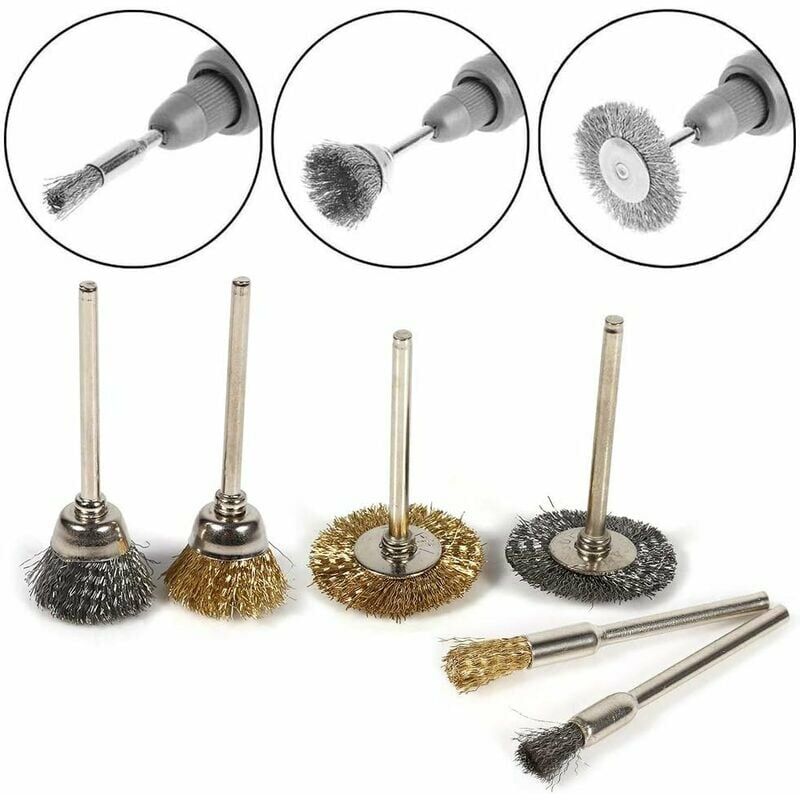 36pcs 3.175mm Shank Copper Steel Wire Polishing Wheel Brush For Dremel