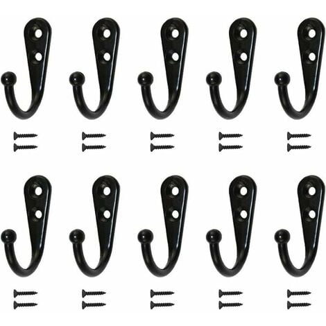 Pack of 10 single hooks black Wall hook wardrobe black Equipped with ...