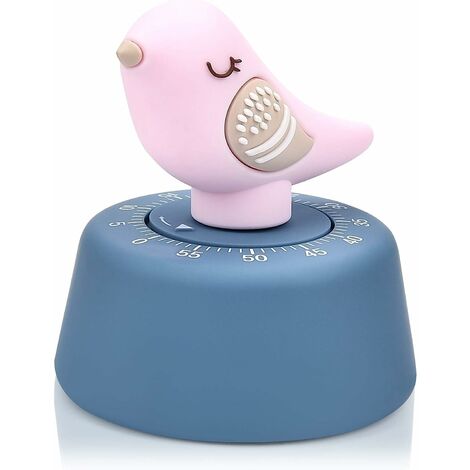Kitchen Timer Craft Mechanical Wind Up 60 Minutes Timer Cute Animals Time Timer for Kids Manage Time, Baking and Boiling Egg(Pink Bird)