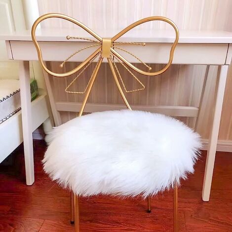 Faux Sheepskin Chair Pad 18 x 18 Round Cover Seat Cushion Pad Soft Fluffy Area Rug for Area Rugs for Chair Seat Pad Couch Pad Area Natural Rugs,White