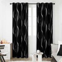 Set of 2 Curtains Silver Anti Hot Cold Indoor Living Room Curtain Line  Pattern Bedroom Thermal
