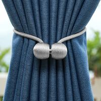 2 Pack Silver Grey Curtain Tiebacks, Stronger Magnetic Curtain