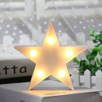 LED Plastic Star Night Light,Nursery Light Wall Decor for Christmas,Birthday Party,Kids Room, Baby Room Table Lamp(White)